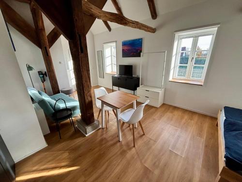 TV a/nebo společenská místnost v ubytování Leben im Denkmal - Ganz modern