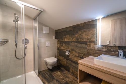 Ένα μπάνιο στο Aparthotel Garni Schranz