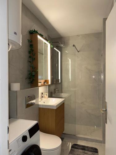 Ένα μπάνιο στο Bright Elegant Cozy Apartment - New Belgrade