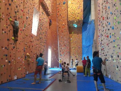 a group of people on a climbing wall at Provençal Getaway Pool Studio Hiking in Taulignan