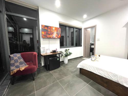 Postel nebo postele na pokoji v ubytování Căn hộ Đà Lạt Cảnh