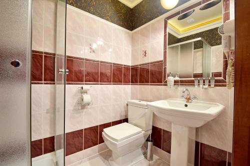 a bathroom with a toilet and a sink at Dom Pomorski in Miastko