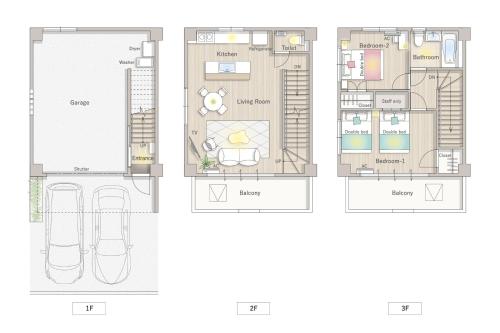 a floor plan of a condo at Maison du Voyage New-Elegant villa 3min from Kadena Air Base Gate 3 in Okinawa City