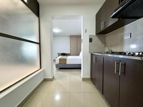 Kuchyň nebo kuchyňský kout v ubytování Praga Room Unicentro