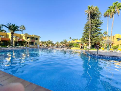 a large swimming pool at a resort with palm trees at Rony by Best Holidays Fuerteventura in Corralejo