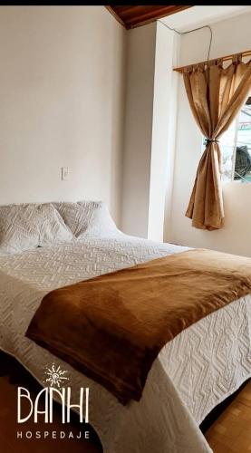 a bedroom with a bed and a window at Hospedaje Banhi in Líbano