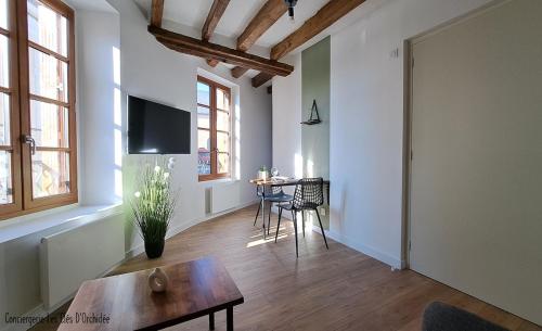 TV a/nebo společenská místnost v ubytování Les Clés Du Clocher