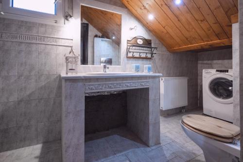 帕拉塔蒙Villa Nestor的带水槽和洗衣机的浴室