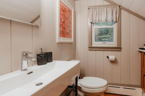 Ένα μπάνιο στο Creekfront Cabin Sauna & Hot Tub Hikers Hollow