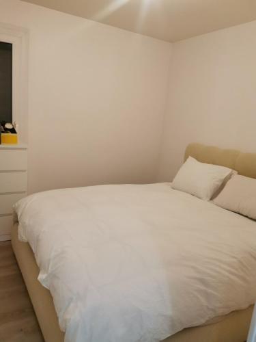 Ένα ή περισσότερα κρεβάτια σε δωμάτιο στο LOGEMENT ENTIEREMENT MEUBLE à VALLEIRY prêt de Genève