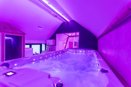 CrisnéeL'Améthyste的房子里有一间带浴缸的紫色房间