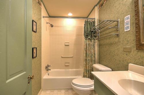 ein Badezimmer mit Toilette, Badewanne und Waschbecken in der Unterkunft Peddler's Pad in Jonesborough