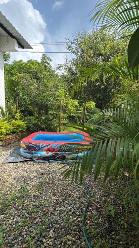 eine Gruppe von Kajaks, die auf dem Boden liegen in der Unterkunft Emi House in Acacías