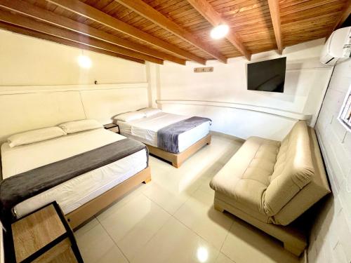 Χώρος καθιστικού στο Hotel Estadio 80