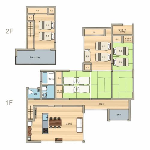 a floor plan of a house at 古民家の宿 Yamotas 馬籠 in Nakatsugawa