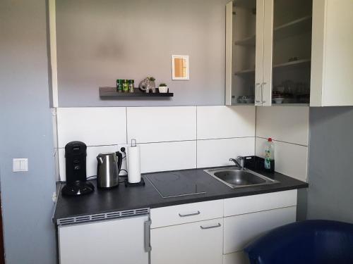 Kuchyň nebo kuchyňský kout v ubytování Gemütliche Zimmer - Messe Gruga