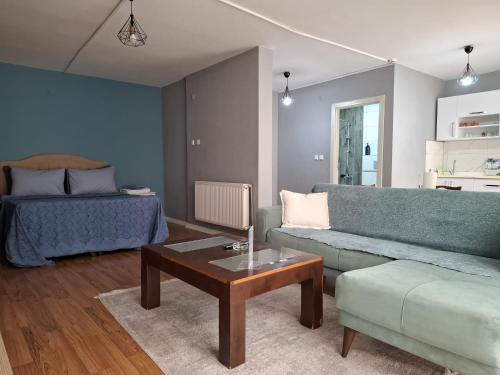 ein Wohnzimmer mit Sofa und Bett in der Unterkunft Samlife Apart in Samsun