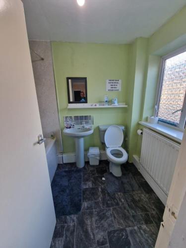 a bathroom with a toilet and a sink at Princess Homestay in Sunderland