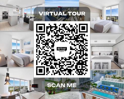 a collage of four pictures of a hotel room at Stylish 3BR Resort Condo with Beach Access, Two Infinity Pools and Private Balcony -NO RESORT & NO PARKING FEES, CHECK DETAILS in Hollywood