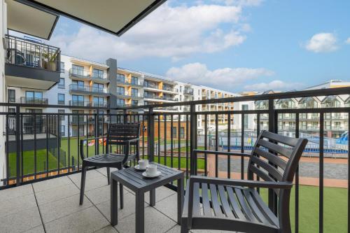 Rõdu või terrass majutusasutuses BelMare Aqua Resort by Solarento