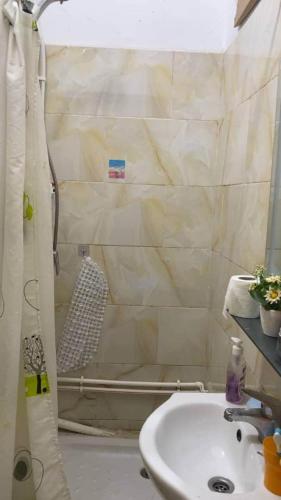 a bathroom with a shower with a sink and a shower at Charmant studio au cœur dAlger in Alger