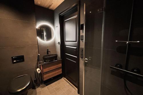 a bathroom with a sink and a toilet at Levi Nordic Star Igloos in Kittilä