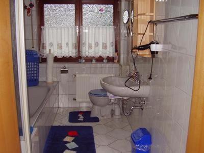 ein kleines Badezimmer mit Waschbecken und Toilette in der Unterkunft Orpington in Dreisbach