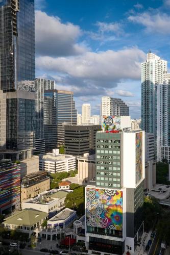 a view of a city skyline with tall buildings at citizenM Miami Brickell in Miami