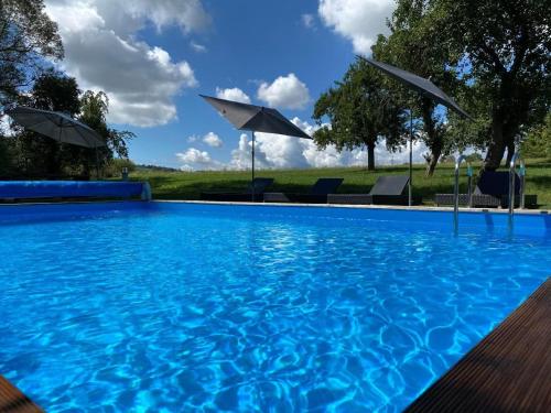 Bazén v ubytování Donauoase nebo v jeho okolí