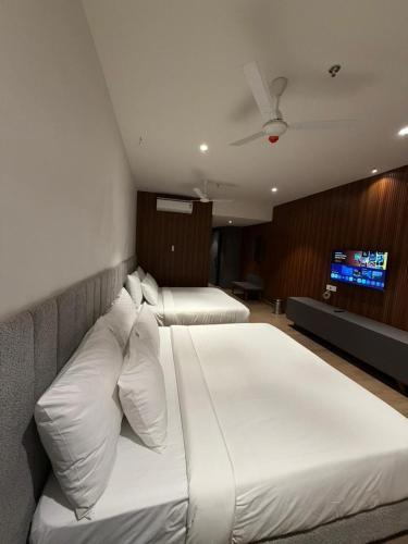 Un televizor și/sau centru de divertisment la Assembly By The Democracy