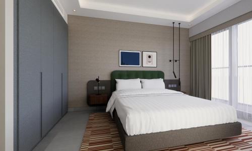 Postel nebo postele na pokoji v ubytování Marriott Executive Apartments Jumeirah Lakes Towers, Dubai