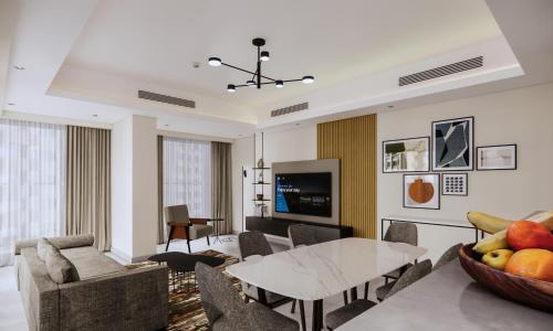 TV a/nebo společenská místnost v ubytování Marriott Executive Apartments Jumeirah Lakes Towers, Dubai