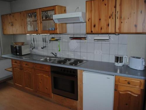 Kuchyň nebo kuchyňský kout v ubytování Ferienwohnung Mit Terrasse In Ruhiger Lage