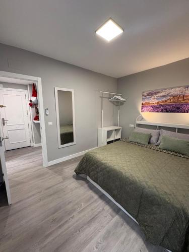 a bedroom with a bed and a painting on the wall at PUERTA De AGUILERA in Berlanga de Duero