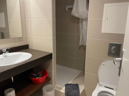 a bathroom with a sink and a toilet at Studio 4 pers - Piscine, Terrasse, Animaux admis - FR-1-860-47 in Gourette