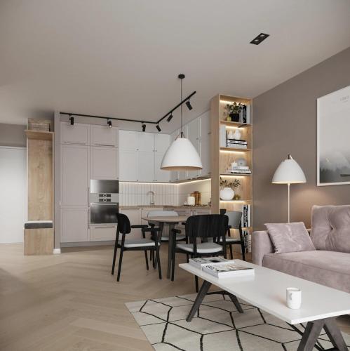 un salon avec un canapé et une table dans l'établissement House with furniture and new kitchen, à Alatskivi