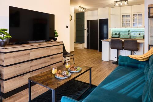 TV a/nebo společenská místnost v ubytování Apartament Zamkowy Kopisto 11 - Apartamenty Zamkowe Centrum miasta Rzeszów