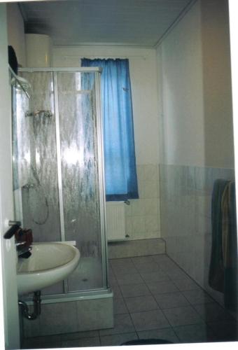 黑灵斯多夫Ferienwohnung Für 2 Personen In Strandnähe的浴室配有淋浴和洗手池