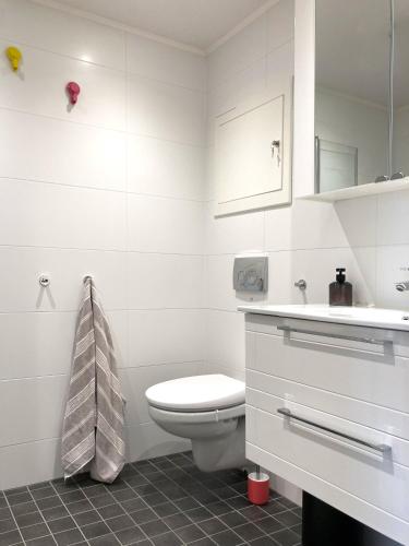 a white bathroom with a toilet and a sink at Apartment in Gol Skisenter in Gol