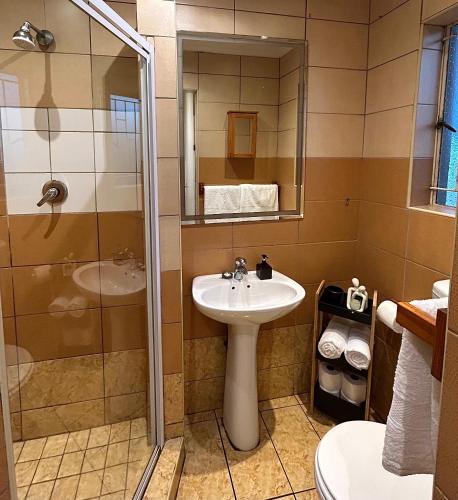 a bathroom with a sink and a shower at Suider home stay in Johannesburg