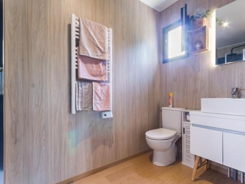 a bathroom with a toilet and a sink at Cabane au cœur du Vignoble Nantais avec piscine privative chauffée - FR-1-306-1210 in Aigrefeuille-sur-Maine