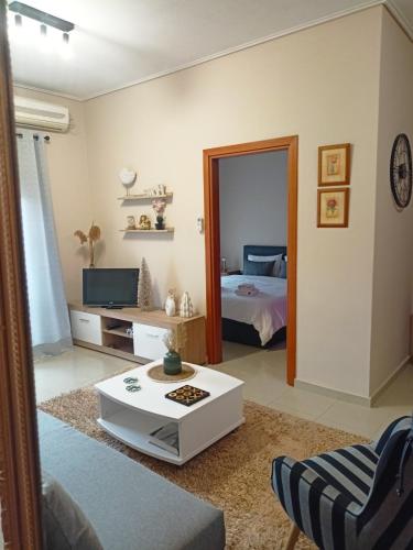 Postel nebo postele na pokoji v ubytování View clock loft