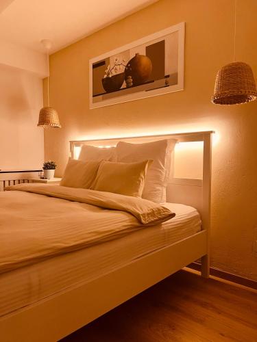 Ένα ή περισσότερα κρεβάτια σε δωμάτιο στο Otopeni Airport Apartment - King Bed - Free Shuttle Included