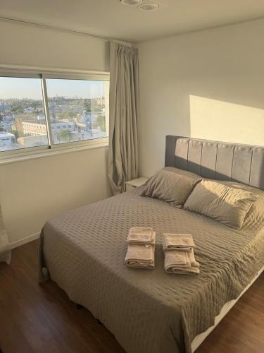 En eller flere senge i et værelse på Depto 6p , 1 dormitorio mas sofá cama en living