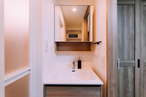 un baño con lavabo y espejo en Showa Bloom Shinjuku 3, en Tokio