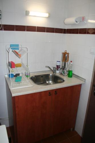 a kitchen counter with a sink in a room at Todorova House in Zlatograd