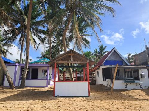 una casa sulla spiaggia con le palme di EU Beach Resort 