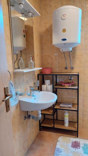 a bathroom with a sink and a mirror at Apartman Vlašićki san in Vlasic