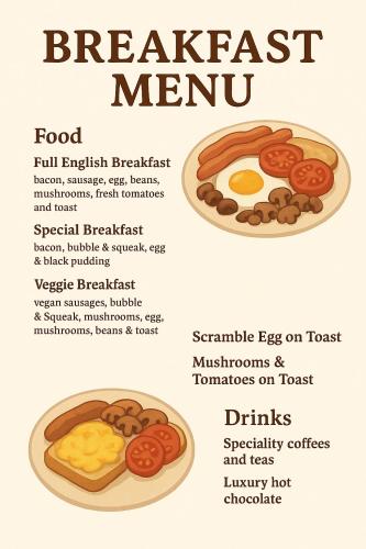 Các lựa chọn bữa sáng cho khách tại Entire Flat in York City Centre