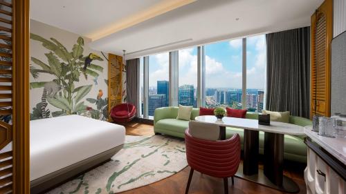 Posezení v ubytování Mehood Elegant Hotel Panyu Chimelong Wanbo